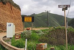 Coast Road intersects Highway 1 at Bixby Creek Bridge