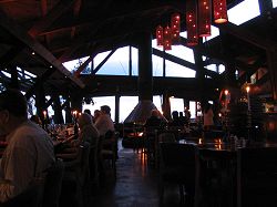 Dinner served inside Nepenthe Restaurant