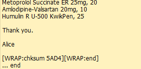 incoming text in receive pane