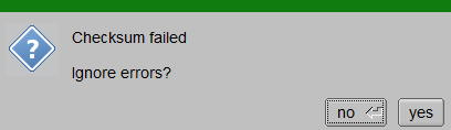 checksum failure alert