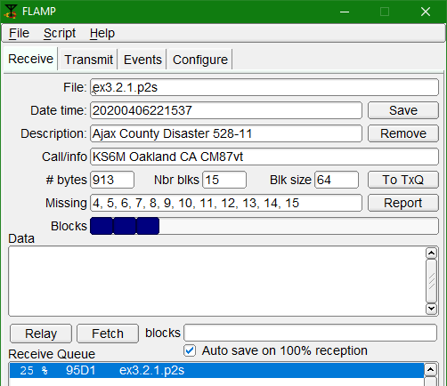 incoming file on flamp's Receive tab